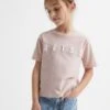 Reiss Pale Pink Bobbi Junior Motif Crew Neck T-Shirt -Style Trend Shop 129 951s