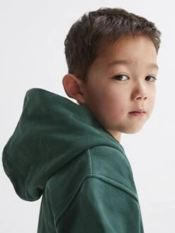 Reiss Midnight Green Alexander Junior Oversized Garment Dye Jersey Hoodie -Style Trend Shop 141112s4
