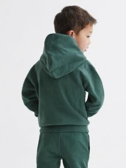 Reiss Midnight Green Alexander Junior Oversized Garment Dye Jersey Hoodie -Style Trend Shop 141112s5