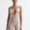 Reiss Champagne Spanx Shapewear Plunge Low-Back Mid-Thigh Bodysuit -Style Trend Shop 161 345s