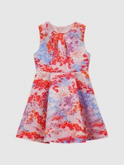 Reiss Pink Print Max Junior Floral Print Pleated Dress -Style Trend Shop 163181s2