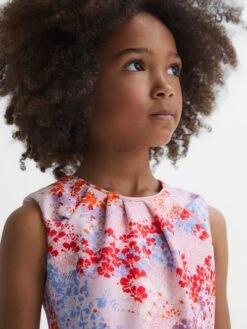Reiss Pink Print Max Junior Floral Print Pleated Dress -Style Trend Shop 163181s4