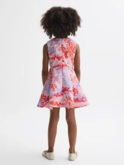 Reiss Pink Print Max Junior Floral Print Pleated Dress -Style Trend Shop 163181s5