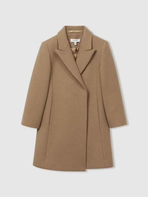 Reiss Camel Harlow Junior Mid Length Wool Blend Coat 4 Reiss Camel Harlow Junior Mid Length Wool Blend Coat - Image 2