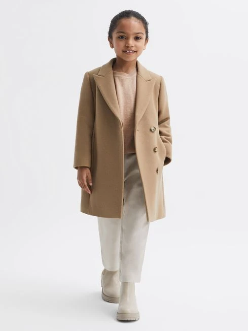 Reiss Camel Harlow Junior Mid Length Wool Blend Coat 9 Reiss Camel Harlow Junior Mid Length Wool Blend Coat - Image 7