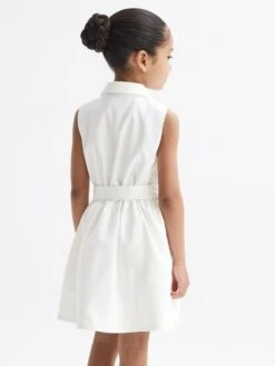 Reiss White Natalie Senior Sleeveless Belted Dress -Style Trend Shop 257 512s5