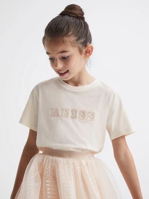Reiss Pale Pink Jasmine Junior Sequin T-Shirt 3 Reiss Pale Pink Jasmine Junior Sequin T-Shirt