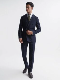 Reiss Blue Broadgate Prince Of Wales Check Mixer Trousers -Style Trend Shop 2XP798s3