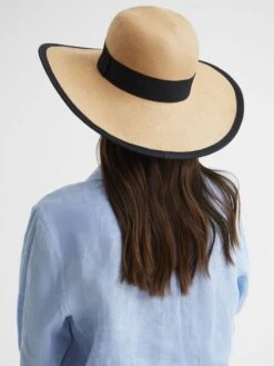 Reiss Natural Nina Raffia Woven Wide Brim Hat -Style Trend Shop 378841s6