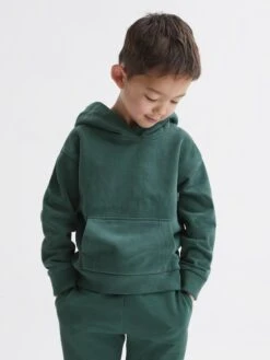 Reiss Midnight Green Alexander Senior Oversized Garment Dye Jersey Hoodie -Style Trend Shop 403 927s3