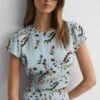 Reiss Sage Livia Petite Floral Cut-Out Back Midi Dress -Style Trend Shop 406605s