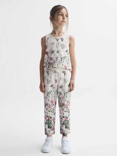 Reiss Pink Print Kemi Senior Floral Print Drawstring Joggers 3 Reiss Pink Print Kemi Senior Floral Print Drawstring Joggers