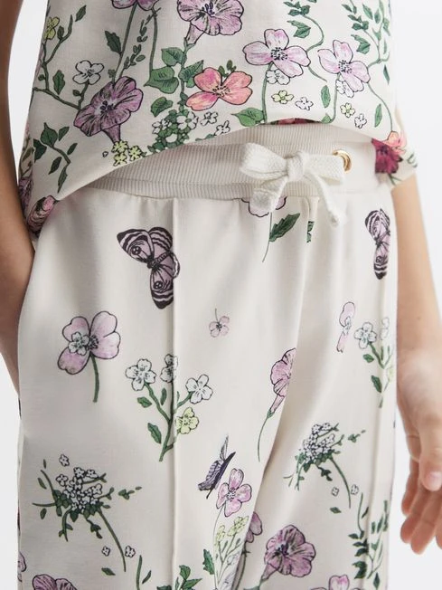 Reiss Pink Print Kemi Senior Floral Print Drawstring Joggers 6 Reiss Pink Print Kemi Senior Floral Print Drawstring Joggers - Image 4