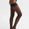 Reiss Black Lunelle Falke Stay Up Stockings -Style Trend Shop 437 906s