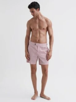 Reiss Pink Clipper Hemingsworth Seersucker Swim Shorts