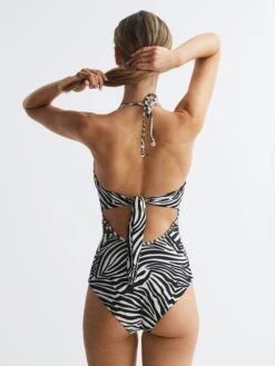 Reiss Black/White Gia Halter Neck Zebra Print Swimsuit 12 Reiss Black/White Gia Halter Neck Zebra Print Swimsuit -Style Trend Shop 457 969s5