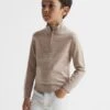 Reiss Wheat Melange Blackhall Junior Zip Up Knitted Jumper -Style Trend Shop 4DD 540s