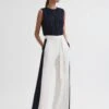 Reiss Navy/White Ivy Wide Leg Side Stripe Jumpsuit