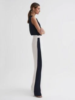 Reiss Navy/White Ivy Wide Leg Side Stripe Jumpsuit -Style Trend Shop 505 435s3