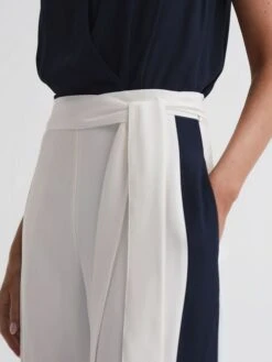 Reiss Navy/White Ivy Wide Leg Side Stripe Jumpsuit -Style Trend Shop 505 435s4