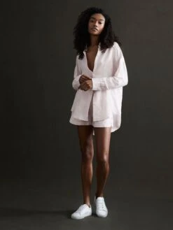 Reiss Pink Ellis Oversized Long Sleeve Shirt -Style Trend Shop 510 729s3