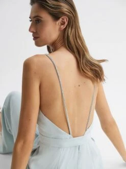 Reiss Green Irina Embellished Wide Leg Jumpsuit 14 Reiss Green Irina Embellished Wide Leg Jumpsuit -Style Trend Shop 511 904s6