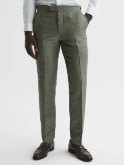 Reiss Sage Riva Wool-Linen Blend Trousers