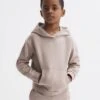 Reiss Taupe Alexander Oversized Cotton Jersey Hoodie -Style Trend Shop 539950s