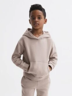 Reiss Taupe Alexander Oversized Cotton Jersey Hoodie