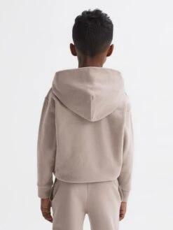 Reiss Taupe Alexander Oversized Cotton Jersey Hoodie -Style Trend Shop 539950s5
