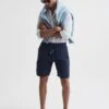 Reiss Navy Baie Vilebrequin Linen Shorts -Style Trend Shop 549300s