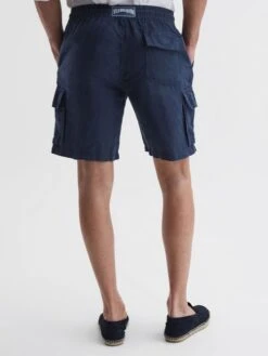 Reiss Navy Baie Vilebrequin Linen Shorts -Style Trend Shop 549300s4