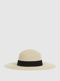 Reiss Natural Lexi Woven Wide Brim Hat