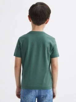 Reiss Pine Green Bless Senior Crew Neck T-shirt -Style Trend Shop 579 771s5