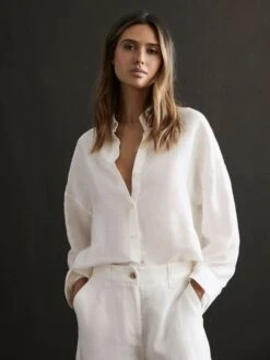 Reiss Ivory Ellis Oversized Long Sleeve Shirt