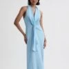 Reiss Blue Amber Halter Neck Tie Detail Midi Dress -Style Trend Shop 672979s