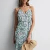 Reiss Blue Pippa Floral Printed Midi Dress -Style Trend Shop 688133s