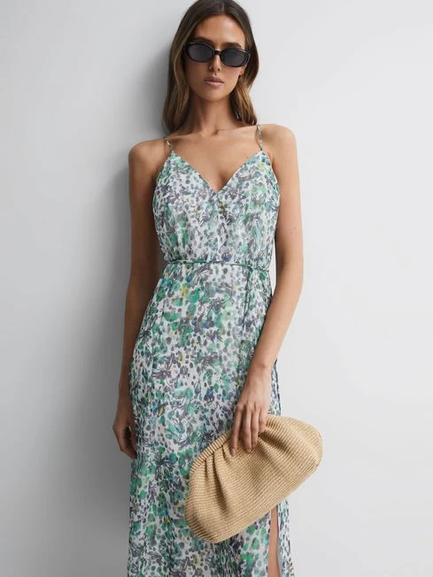 Reiss Blue Pippa Floral Printed Midi Dress 3 Reiss Blue Pippa Floral Printed Midi Dress