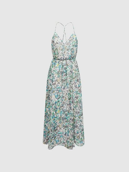 Reiss Blue Pippa Floral Printed Midi Dress 4 Reiss Blue Pippa Floral Printed Midi Dress - Image 2