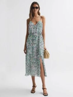 Reiss Blue Pippa Floral Printed Midi Dress 10 Reiss Blue Pippa Floral Printed Midi Dress -Style Trend Shop 688133s4