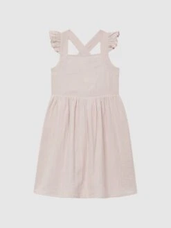 Reiss Pink Cerys Senior Cotton Cross Back Dress -Style Trend Shop 689 257s2