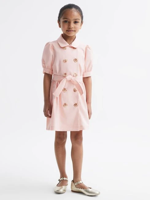 Reiss Pink Naomi Junior Puff Sleeve Belted Dress 3 Reiss Pink Naomi Junior Puff Sleeve Belted Dress