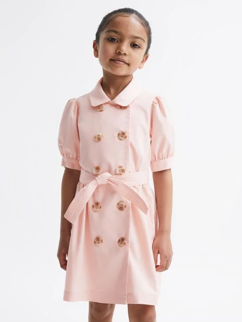 Reiss Pink Naomi Junior Puff Sleeve Belted Dress 5 Reiss Pink Naomi Junior Puff Sleeve Belted Dress - Image 3