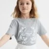 Reiss Grey Marl Bobbi Junior Motif Crew Neck T-Shirt -Style Trend Shop 811498s