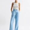 Reiss Blue Hollie Wide Leg Linen Trousers -Style Trend Shop 846 417s