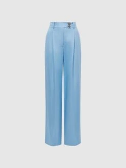 Reiss Blue Hollie Wide Leg Linen Trousers -Style Trend Shop 846 417s2