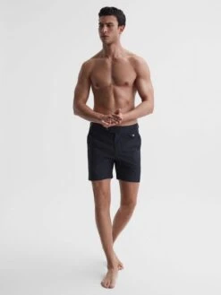 Reiss Navy Stripe Clipper Hemingsworth Side Adjuster Swim Shorts