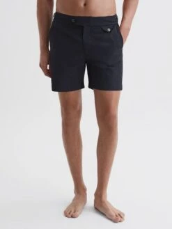Reiss Navy Stripe Clipper Hemingsworth Side Adjuster Swim Shorts -Style Trend Shop 873 119s3