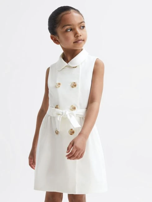 Reiss White Natalie Junior Sleeveless Belted Dress 9 Reiss White Natalie Junior Sleeveless Belted Dress - Image 7