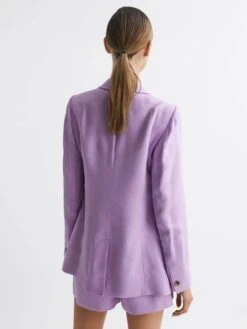 Reiss Lilac Hollie Double Breasted Linen Blazer -Style Trend Shop 884 686s5